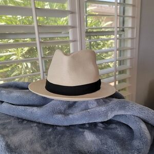 Classic Cream Fedora Hat with Black Band